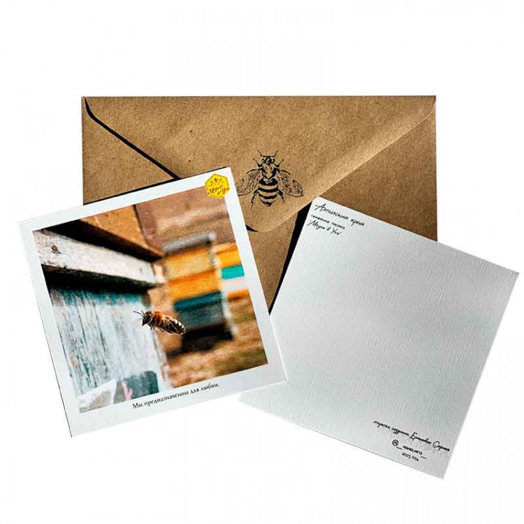 Открытка Семейная пасека "Медом в ухо" конверт
